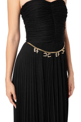 Lurex long dress with charms belt