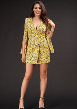 Abito Donna Yellow Floral Mini Blazer Dress