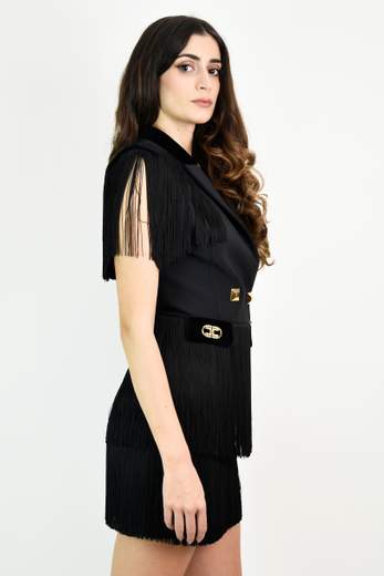 Black Mini Dress with Bangs