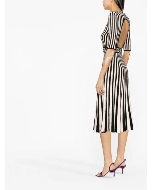 Midi Dress With Two-tone Pleated Skirt