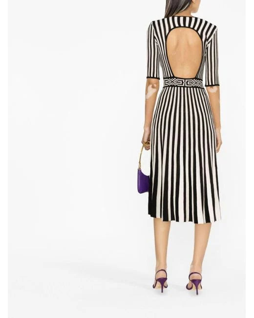 Midi Dress With Two-tone Pleated Skirt