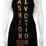 Black Crepe Lace Detail Fashion Devotion Dress