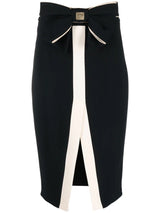 Bow-detail Midi Skirt In Black Butter