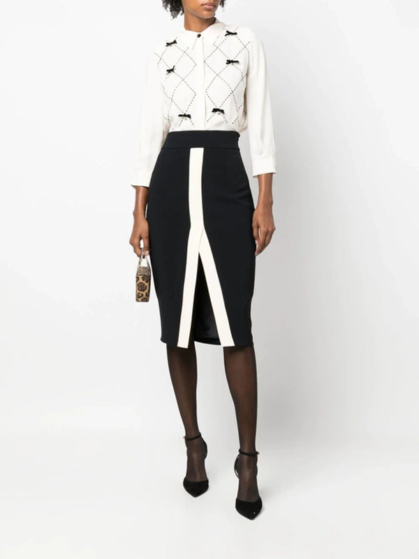 Bow-detail Midi Skirt In Black Butter
