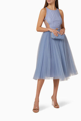 Sleeveless Midi Dress in Tulle