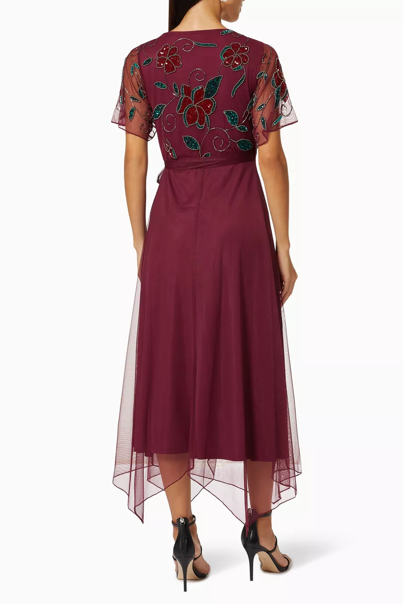Imogen Embellished Bodice Wrap Dress