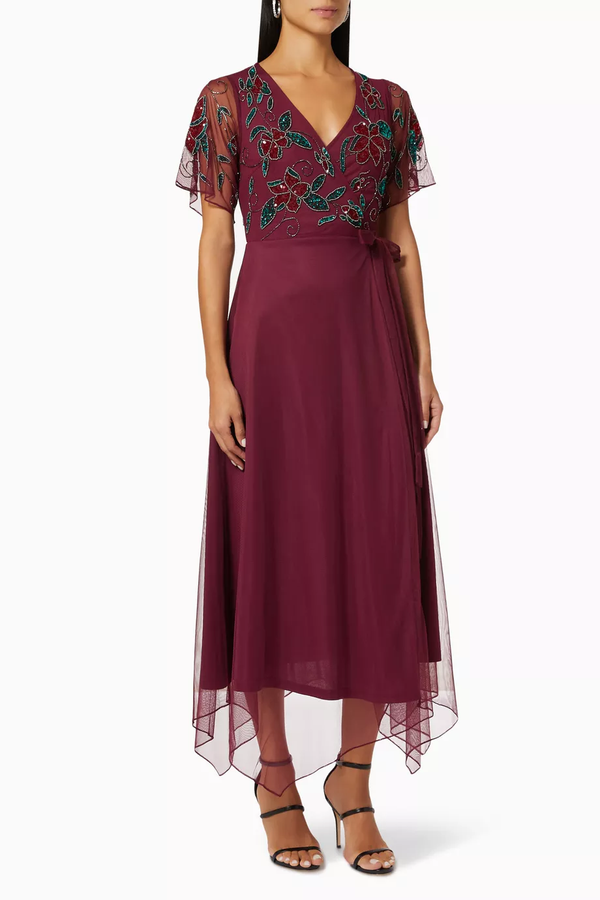 Imogen Embellished Bodice Wrap Dress