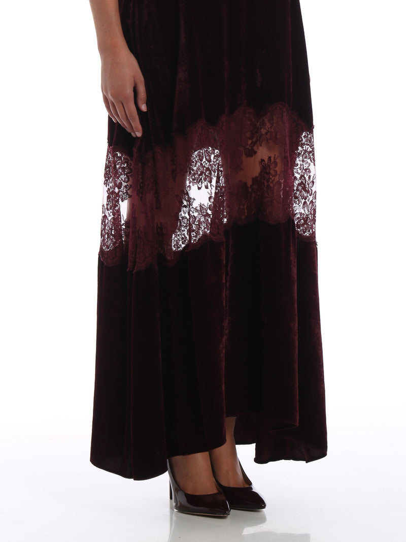 Kelsey lace insert velvet petticoat dress