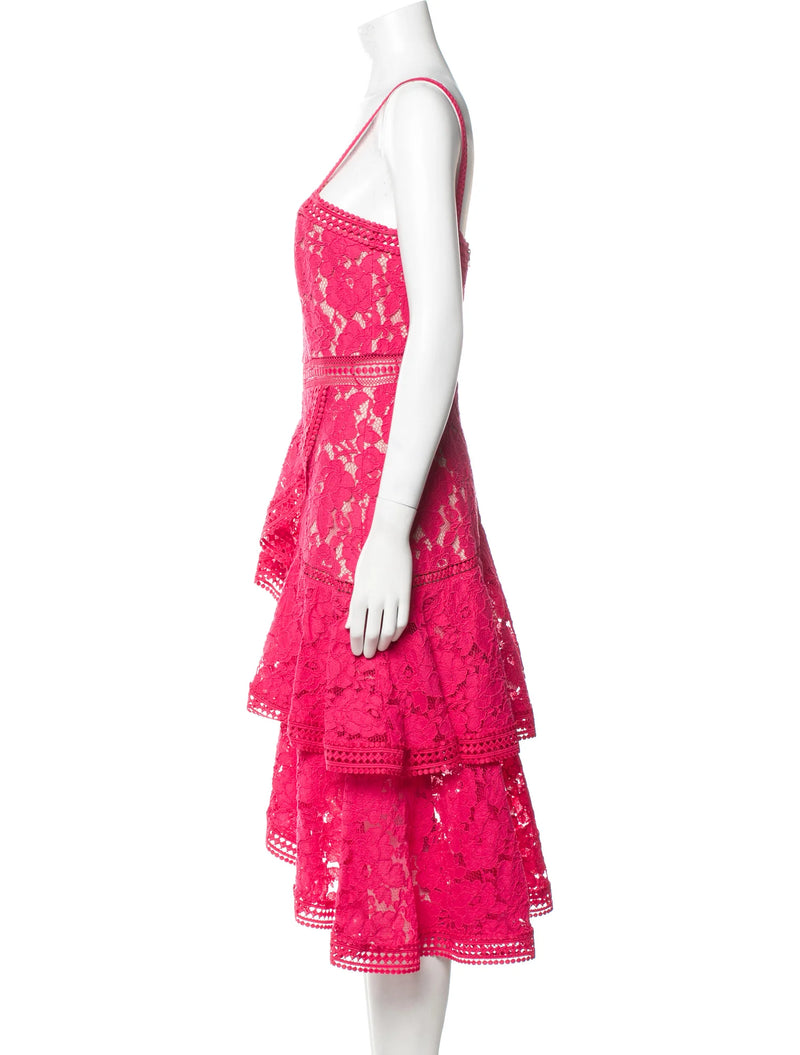 Lace Pattern Midi Length Dress