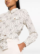 Logo-jacquard cropped blouse