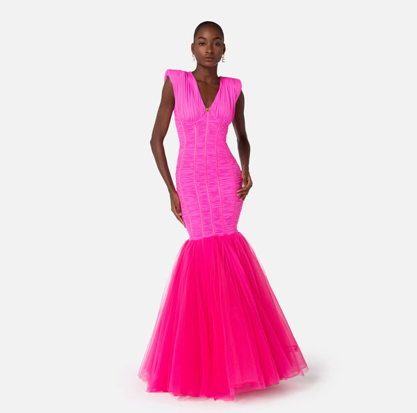 Red Carpet dress in tulle fabric