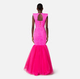 Red Carpet dress in tulle fabric