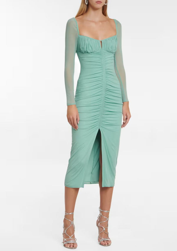 Polyester Ruched Midi Dress