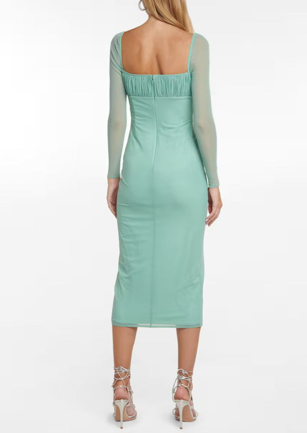 Polyester Ruched Midi Dress