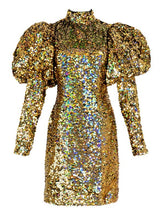Short Gold Glitter Sequin Dress