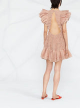 Chiffon & linen frill-trim dancer mini dress