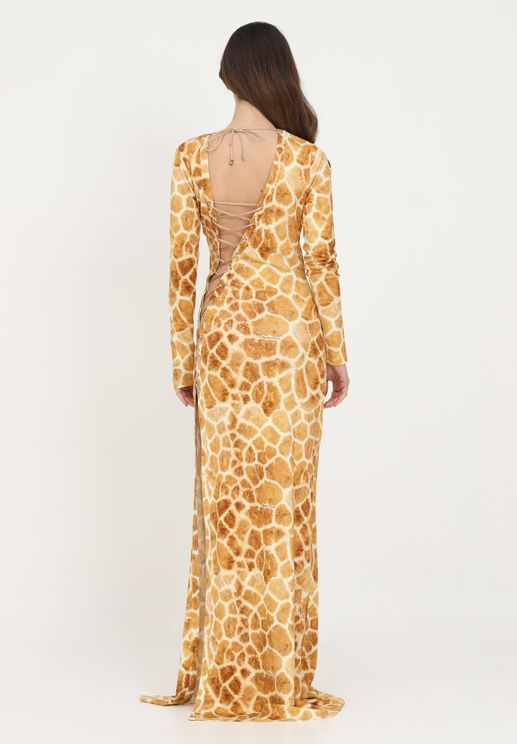 Red Carpet Dress with Giraffe Print