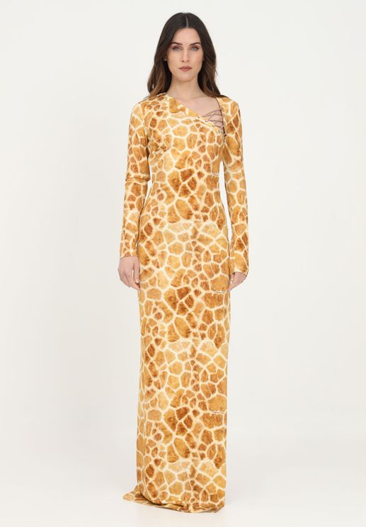 Red Carpet Dress with Giraffe Print