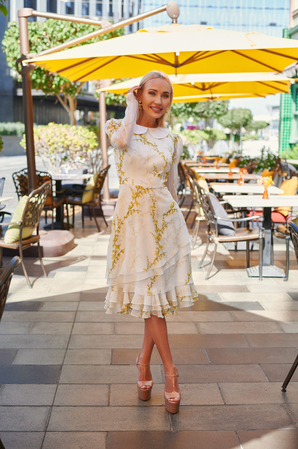 Spring Yellow Chiffon Dress