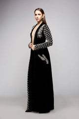 Ivana Luxury Long Black Velvet Jacket