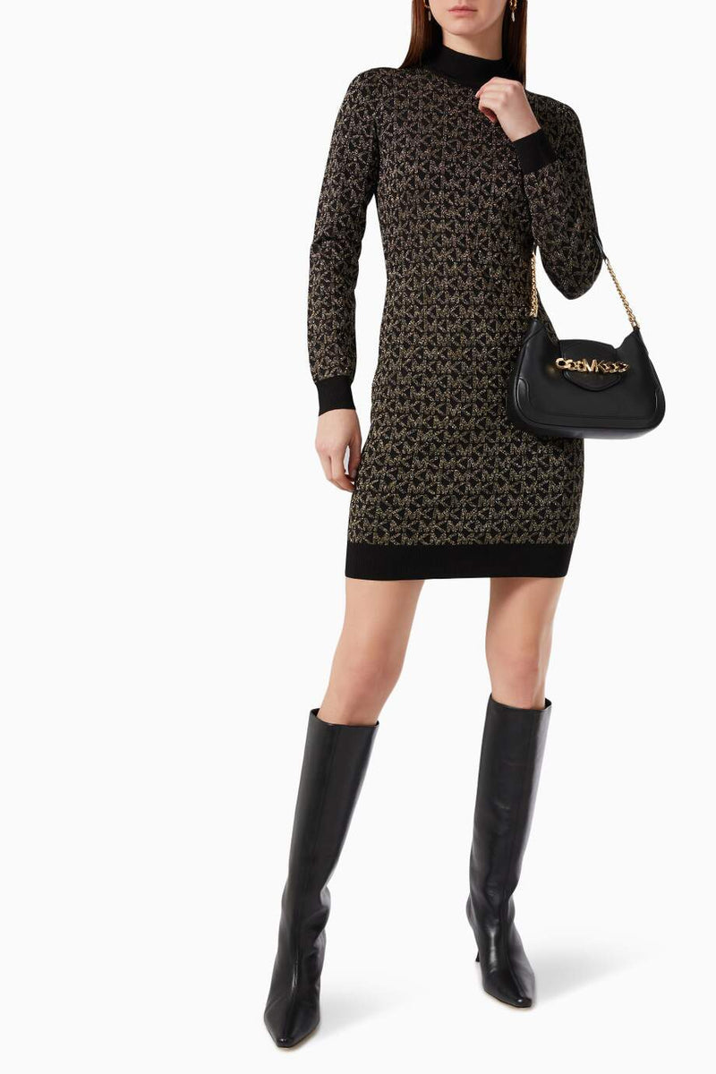 Mini Dress with Metallic Jacquard