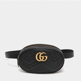 Black  Leather GG Marmont Belt Bag