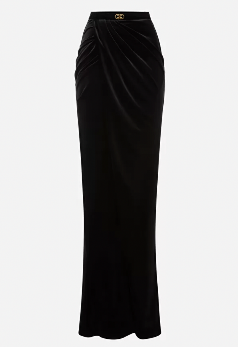 Crossed long skirt with drape