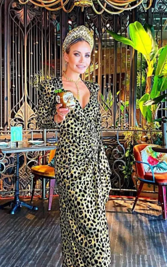 Long-sleeve Leopard Print Long dress