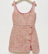 Pink Boucle Diamante Detail Dress