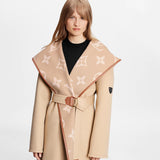 Shop Louis Vuitton Belted double face hooded wrap coat (1A99K3) by