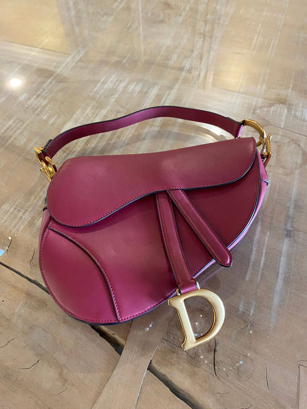 Burgundy Leather Saddle Bag